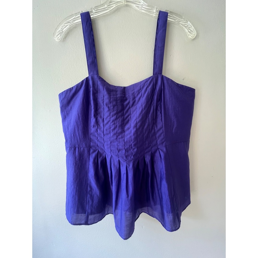Banana Republic Sz 8 Pleated Purple Camisole Tank Top Lined Back Zip Tencel - Picture 9 of 11